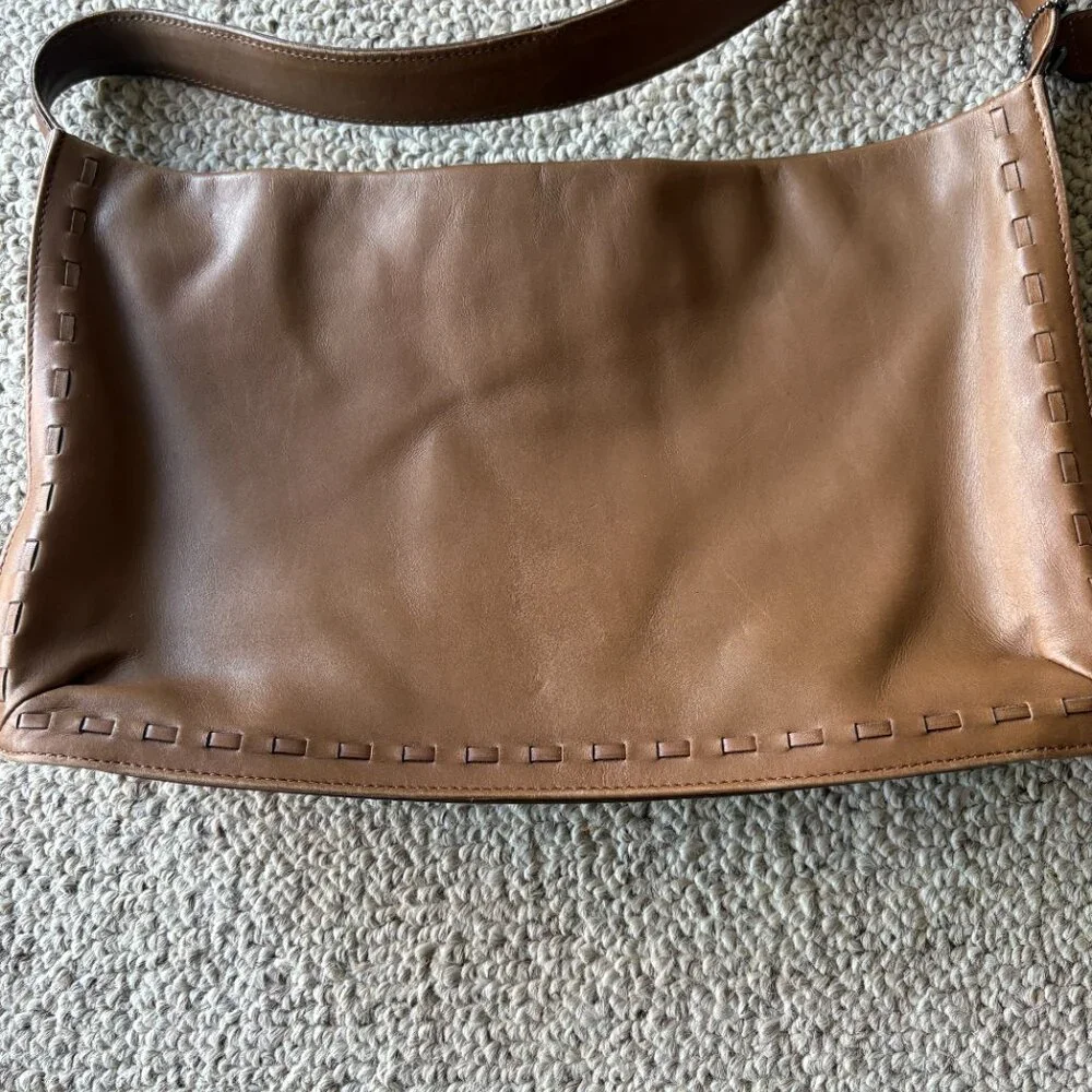 VTG Coach West End 9467 Brown Glovetanned Leather Whipstitch Shoulder Bag Y2K - Picture 3 of 11